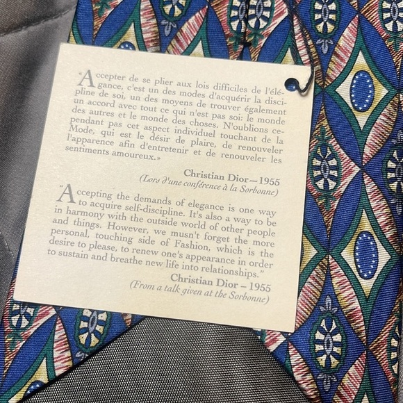 Christian Dior Vintage Blue Print Tie NWT - Picture 4 of 6